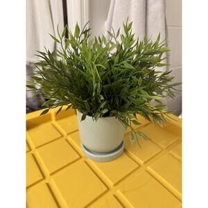 Faux Potted Plant Office Home Decor Green Gray Interior Design